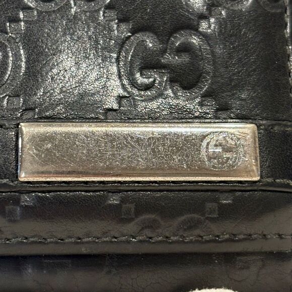 Vintage Gucci Guccissima GG Logo Plate Leather Long Wallet Made Italy Zip Issue - Picture 3 of 13